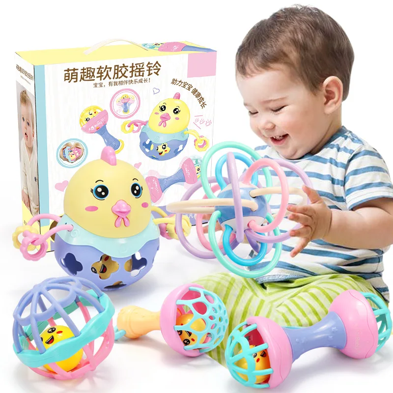 

Soft Silcone Animal Hand Ball Chickens Infant Baby Hand Rattles Fitness Soft Silcone Ball Tinkie BAII Early Education Toy