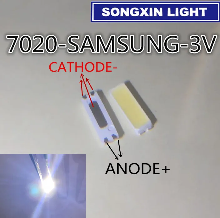 500 шт./лот для ремонта samsung TCL Panasonic lcd tv светодиодный светильник, артикул, лампа SMD СВЕТОДИОДНЫЙ s 3 в 7020 холодный белый светодиод
