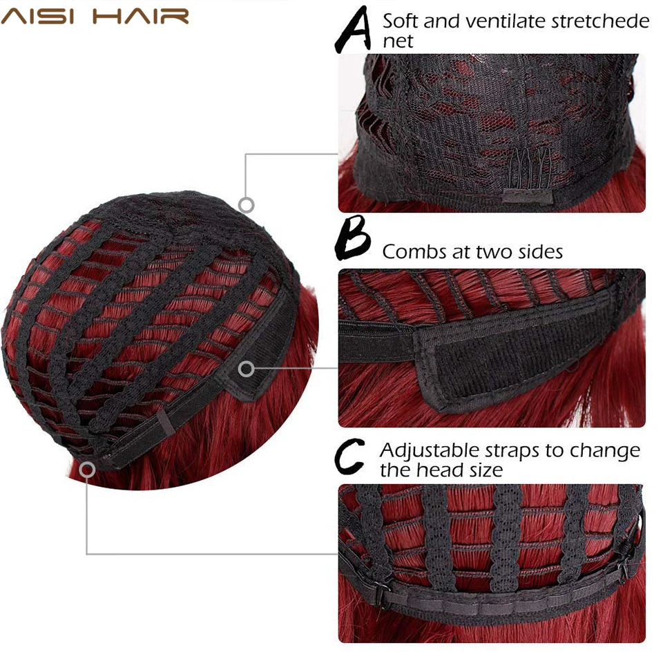 AISI HAIR синтетический парик короткий боб с челкой косплей волнистые синтетические