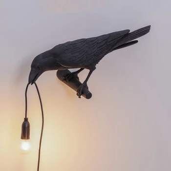 

Bird Light Led Wall Lamp 5V USB Power Indoor Lighting For Living Room Bedroom Resin Crow Seletti Wall Sconce Light Fixture Kit