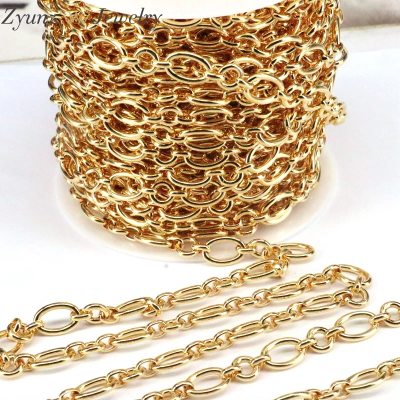 

3 Meters, Gold Oval Rolo Cable Chain for Men Women Bracelet Necklace Making DIY Chains Jewelry Supplies