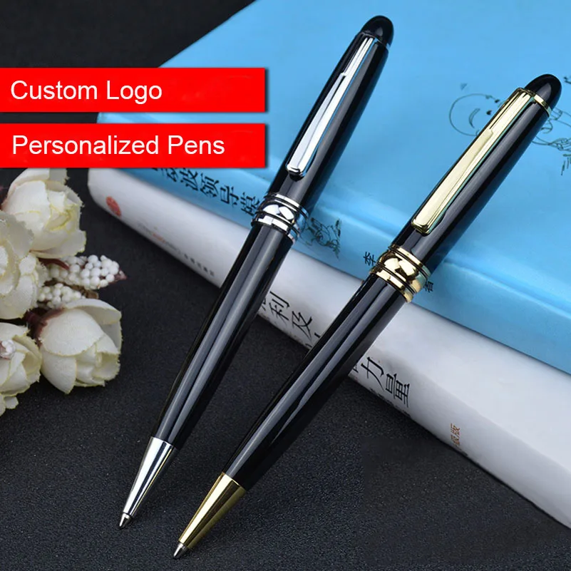 cheap Business Metal Ballpoint Pen Novelty Black Gold Luxury Personal Logo Custom Signature Stationery Store School Office Fancy Cool