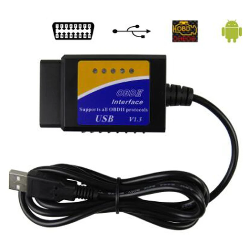 Автомобильный диагностический интерфейс ELM327 USB V1.5 OBD2 сканер ELM 327 в 1 5 OBDII