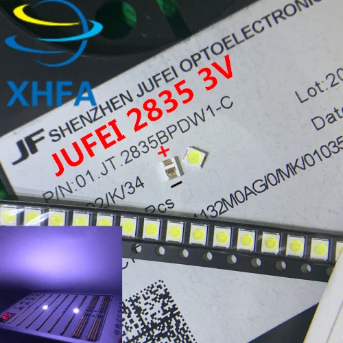 100 шт./лот Jufei 1W 2835 3V SMD светодиодный 3528 100LM холодный белый для ТВ/ЖК Подсветка