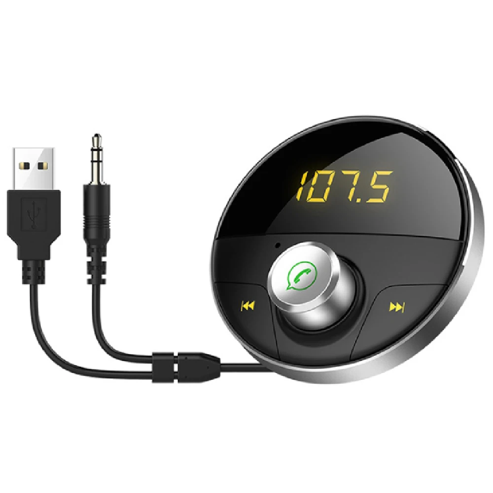 

Car-mounted MP3 Bluetooth Player Hand-free Cable Output Cigarette Lighter Adapter USB FM AUX MP3 for Audio LED Display HY62