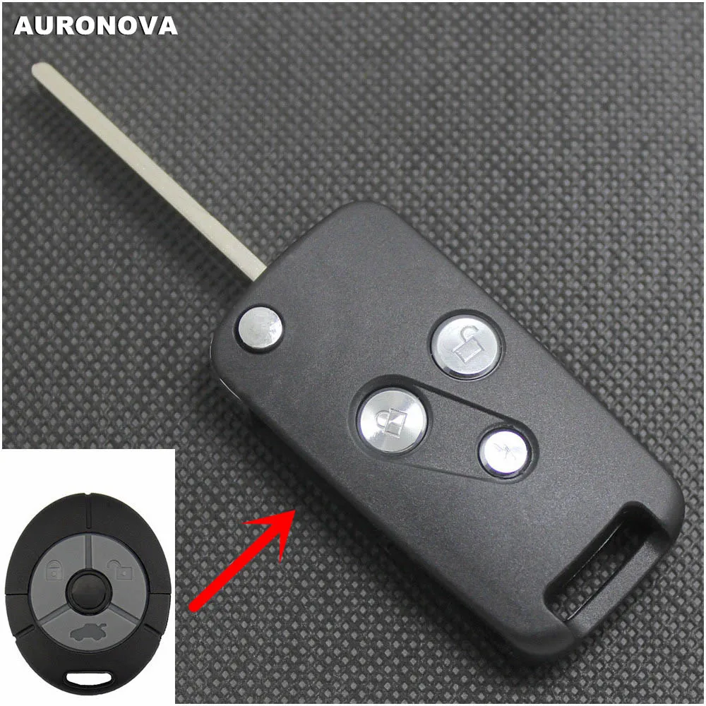 AURONOVA откидной складной ключ оболочки для Morris garaves MG TF ZR ZS 25 45 Автомобильный ключ 3 кнопки чехол для дистанционного ключа от машины лезвие 1