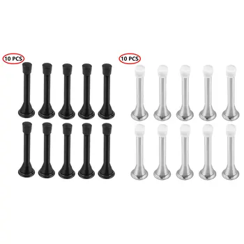 

10 Bendable Spring Door Stoppers Flexible Iron Stops with Rubber Bumper Tips Home Office Doorstop Hardware Doors Protector Stops
