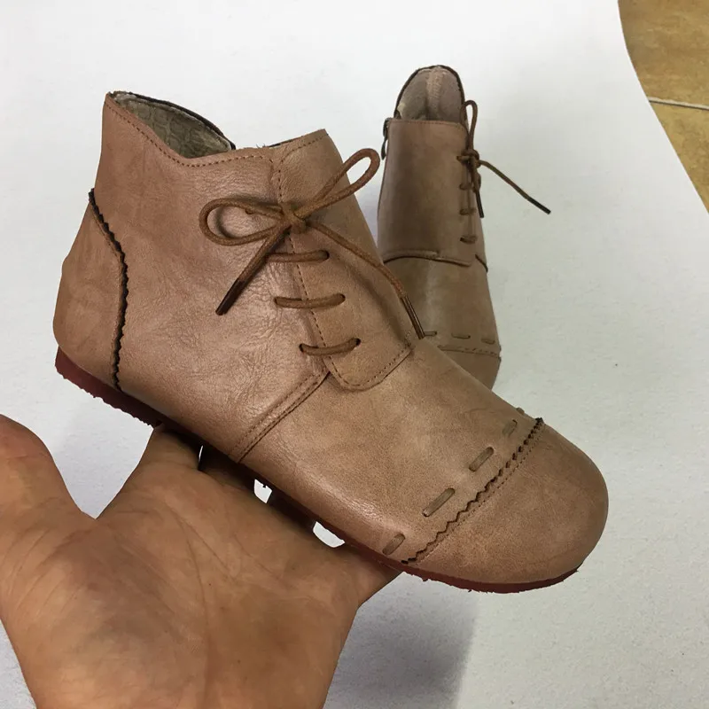 HUIFENGAZURRCS/осенние женские ботинки Ботинки martin ручной работы с круглым носком удобные повседневные ботинки на плоской подошве для студентов