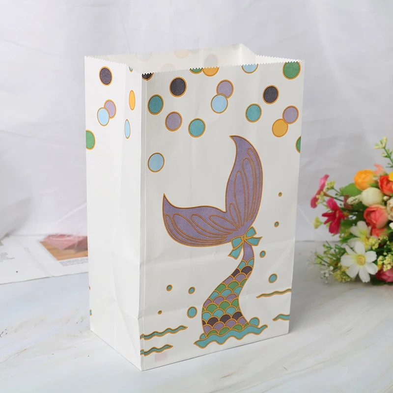 12 шт бумажные подарочные сумки Русалка прекрасный портативный конфеты мешок для хранения для свадьбы День рождения 12,5x7,5x21 см