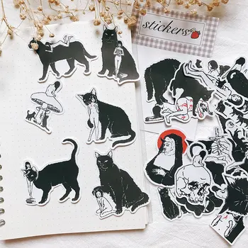 

23Pcs Cute Black Cat and Person Sticker DIY Craft Scrapbooking Album Junk Journal Planner Decorative Stickers
