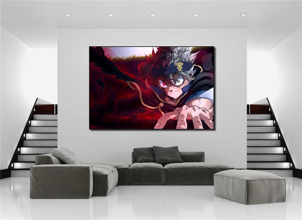  YOLOXO Pósters de anime de trébol negro de la lucha de Asta con  la magia y los demonios cartel decorativo de la pared arte de la sala de  estar carteles dormitorio