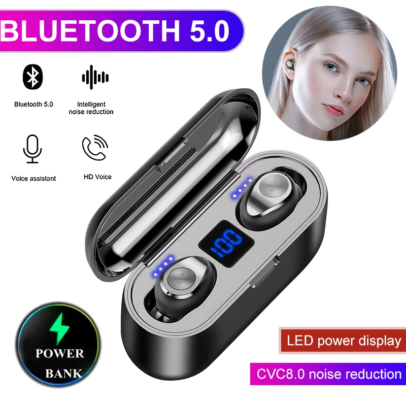 TWS наушники F9 с поддержкой Bluetooth 5 0 и сенсорной светодиодный кой|Наушники