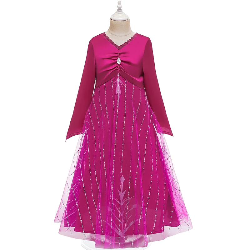 Красные рождественские платья Эльзы для девочек; одежда для карнавала, дня рождения, вечеринки; детская одежда принцессы; детское платье для костюмированной вечеринки