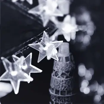 

6M Solar String Light Plug Light String Five-pointed Star Pentagram Shape 30 LED Lights Party Wedding Christmas Decoration