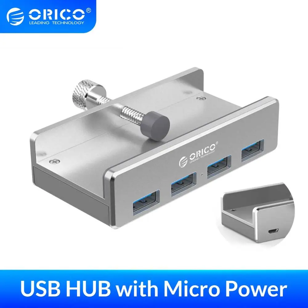 USB Концентратор ORICO внешний 4 портовый usb сплиттер с портом питания Micro для
