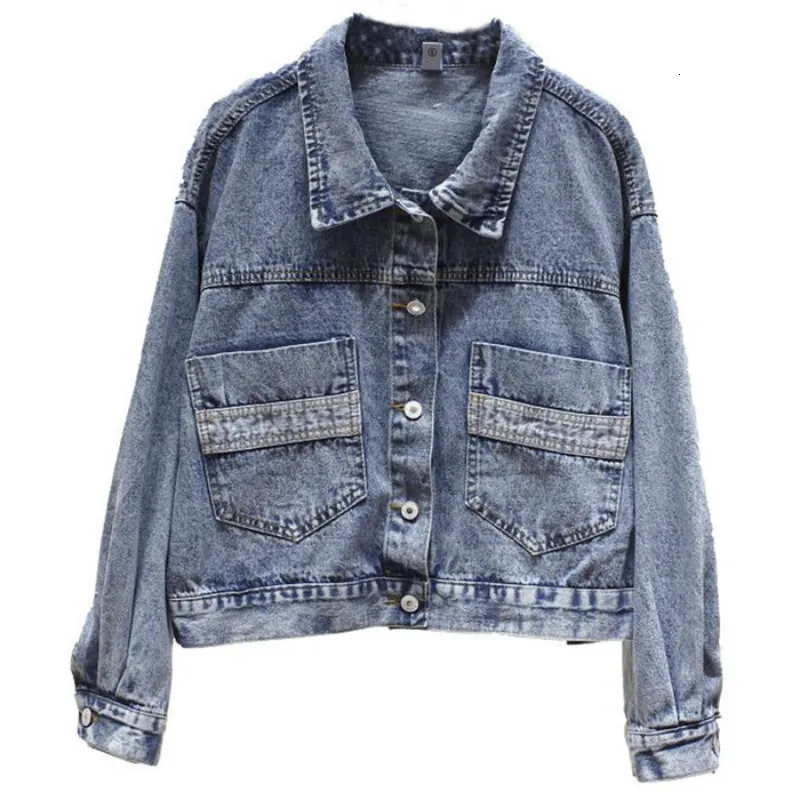 

Womens Jeans Jacket Retro Turn-down Collar Batwing Sleeve Denim Jacket Loose Oversize Basic Coats Female Outwear Chaqueta Mujer
