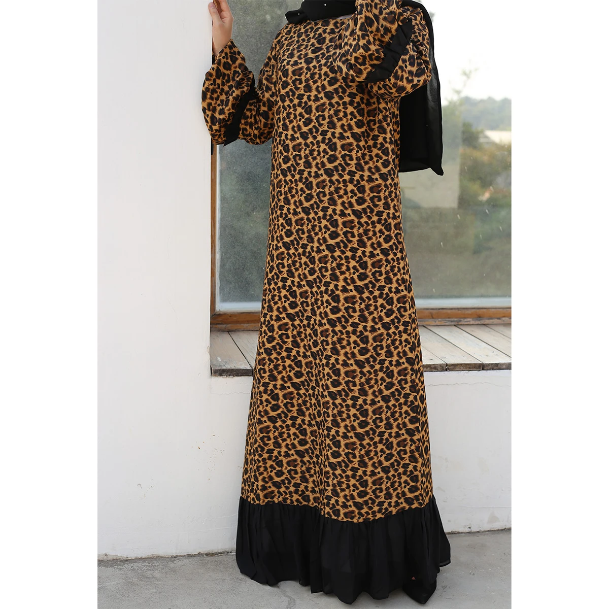 Ramadan Muslim women Print Long Maxi Dress abaya caftan Jilbab Arabe Robe Islamique