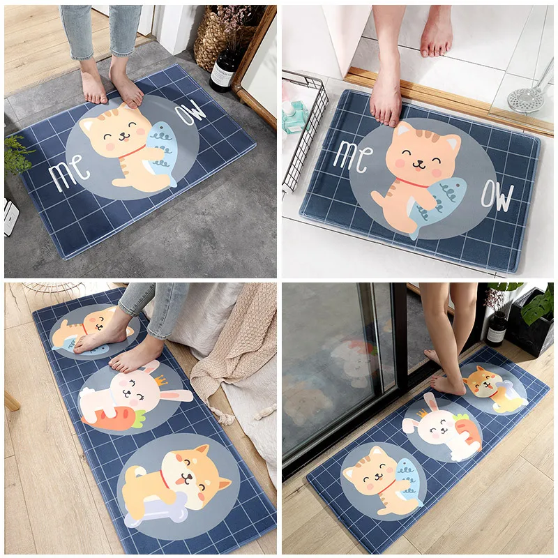 Мультяшный утолщенный домашний нескользящий коврик фланелевый ковер для кухни, спальни, офисного стула, коврики для животных, вечерние коврики для еды