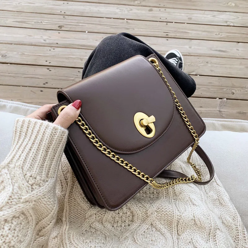 

Women Handbag 2020 New Famous Luxury Brand Designer Fashion Chain Shoulder Messenger Bag Vintage Simple Solid Small Square Bag