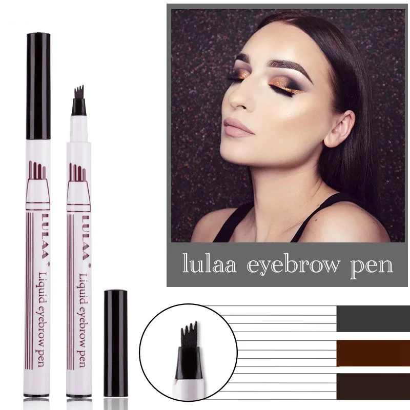 Refurbished Price of  Microblading Tattoo Eyebrow Pencil Waterproof Fork Tip Eyebrow Pen 4 Head Fine Sketch Liquid Eyebro