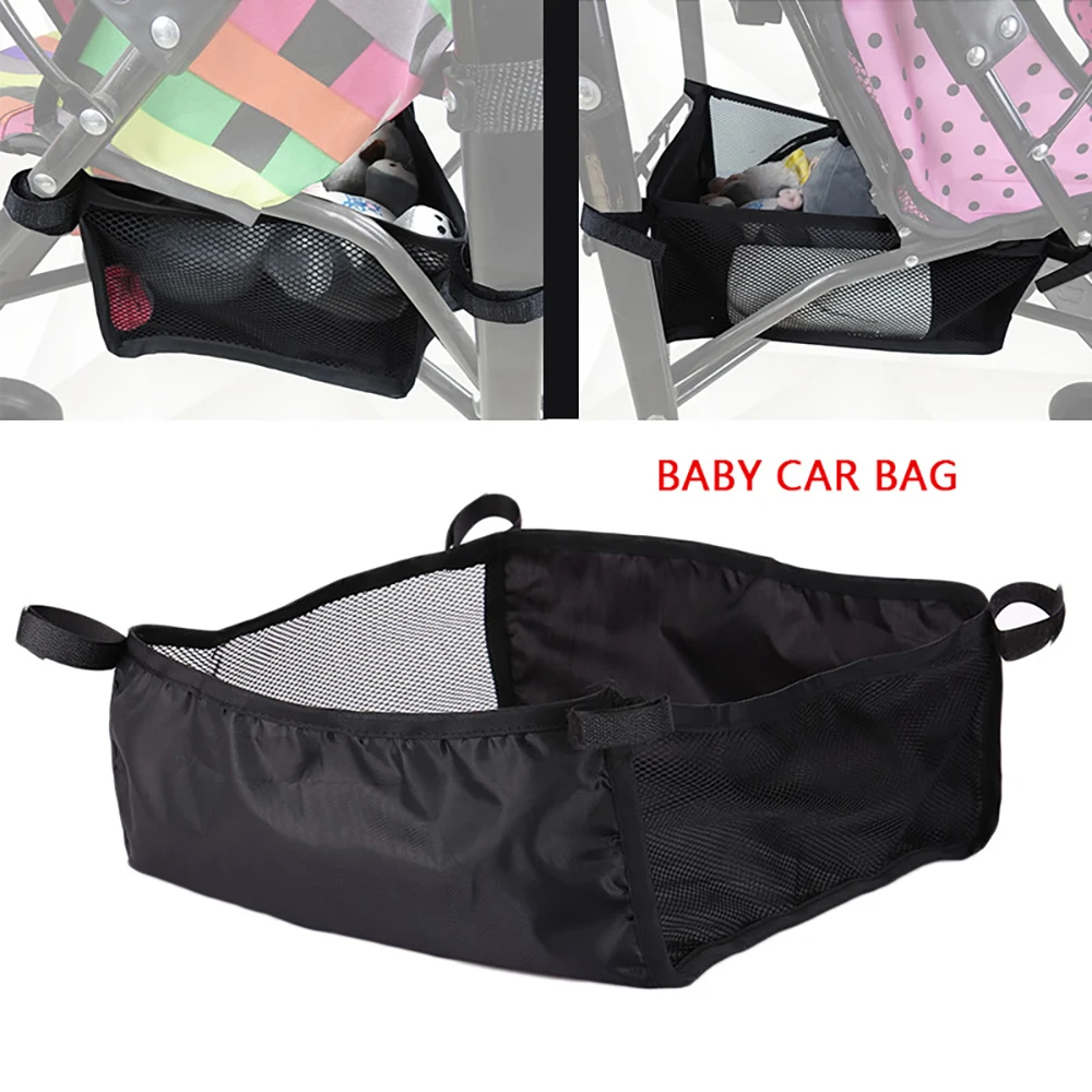 Portable Baby Stroller Basket Newborn Stroller Hanging Basket Infant Stroller Accessories Pram Bottom Basket Organizer Bag