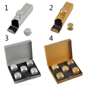 

High Quality Aluminium Alloy Poker 5 pcs Silver Color Solid Dominoes Metal Dice Game Portable Dice Poker Party