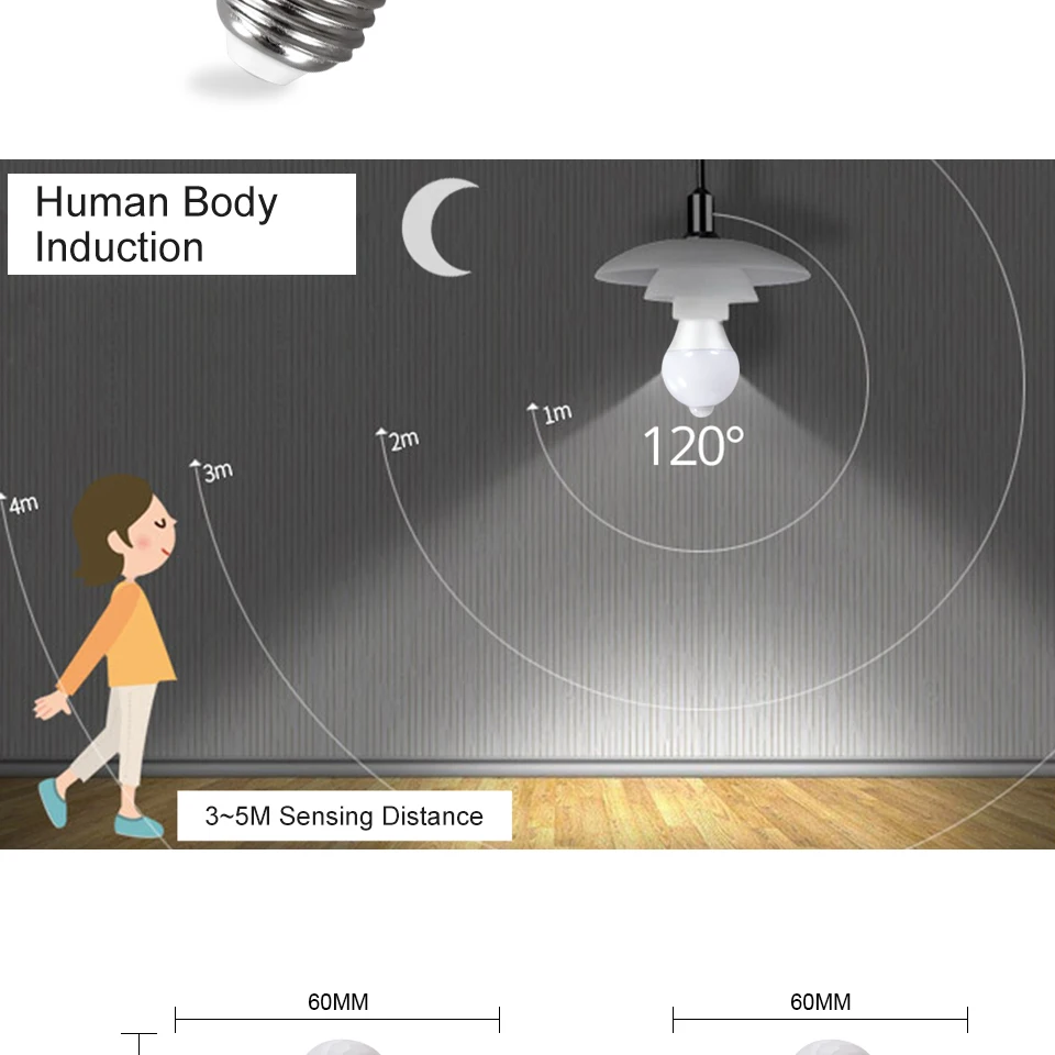 FOXGBF Lampada LED 12W 15W 18W PIR Motion Sensor Bulb 85-265V E27 Infrared Radiation Motion Detector Sensor Light Lamp for Home (2)