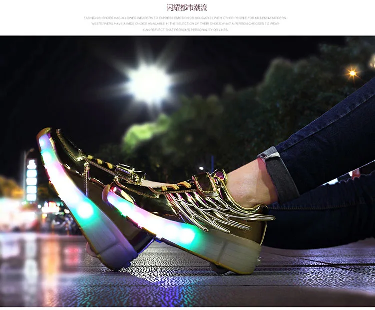 Heelys USB зарядка светодиодный Красочные Дети Мода кроссовки с одного колеса роликовые коньки обувь для мальчиков и девочек