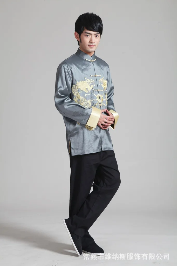 Embroidered jin shuang long Turn Sleeve Chinese Costume MEN'S Long-sleeved Coat 2283-4 Spring Autumn Winter Men'S Wear Casual St