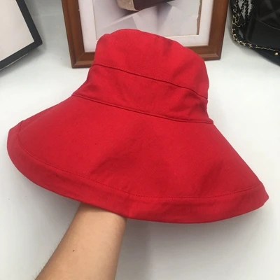 Клош шляпа новая весенняя и Летняя женская карнизная Рыбацкая Кепка Складная M буквы приливная шляпа для бассейна шляпа для отдыха - Цвет: Красный