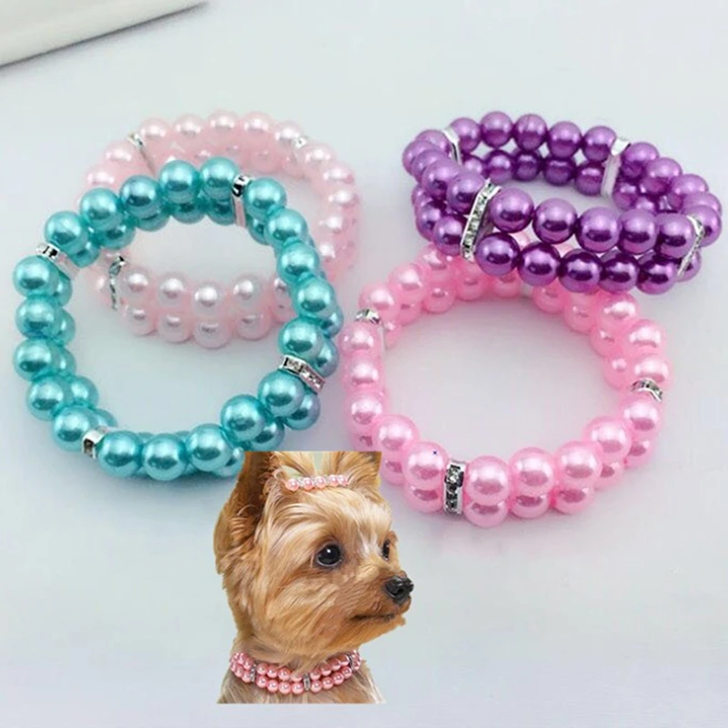 Collar con perlas para y gato, Collar de piel sintética blanca, ajustable, personalizado, para perros, Martingale, para mascotas, accesorios cachorros|Collares| - AliExpress