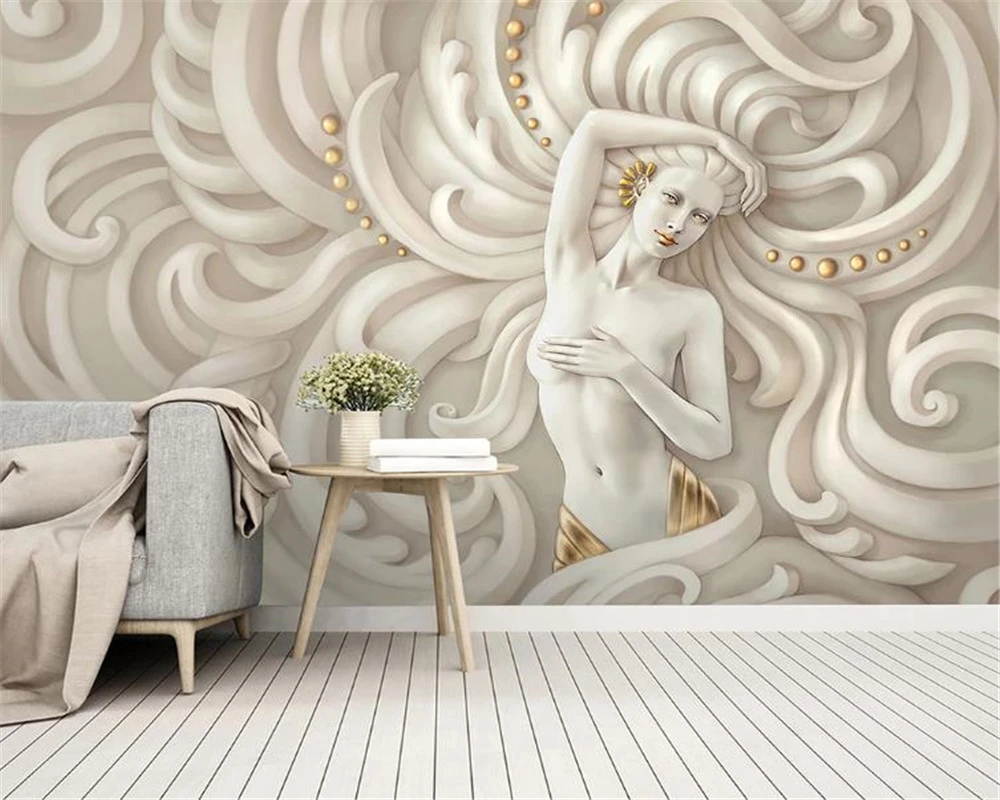 カスタム文字 3d 壁紙 3d 救済美しい彫刻天使セクシーな女性背景壁 Hd 美しい壁紙 Wallpapers Aliexpress