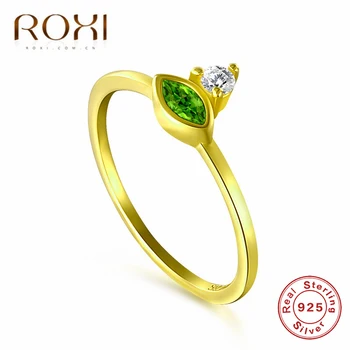 

ROXI 925 Sterling Silver Green Zircon Wedding Rings for Women Fashion Party Jewelry Minimalist Accessories Gift Anillos mujer
