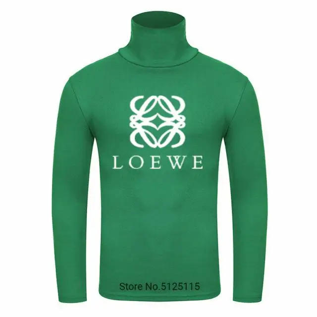 Green-White Новинка, осенний и зимний мужской свитер, Мужская водолазка с логотипом Loewe, Повседневный свитер, Мужской приталенный брендовый вязаный пуловер - Цвет: Green-White