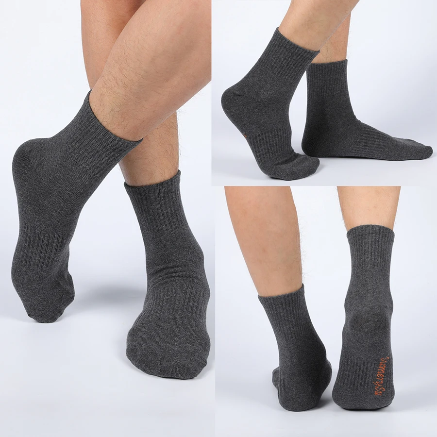 5 Pairs/Box Running Cotton Socks Men Sports Casual Thick Solid Compression Outdoor Travel Long Black White Grey Sock Male Gift