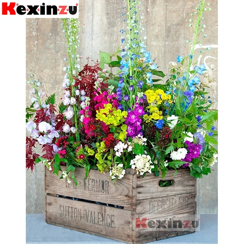 Kexinzu 5D DIY полный квадрат/круглая дрель Алмазная картина &quotцветочный горшок&quot 3d