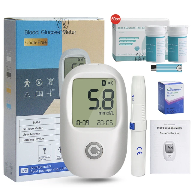 Blood Glucose Monitor Kit-Gout Diabetes Testing Kit with Blood Sugar and 50pc Test Strips with Lancets,Lancing Device Code-Free