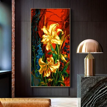 

GATYZTORY 60x120cm Gold Lily DIY Painting By Numbers Large Size Abstract Modern Wall Art Picture Calligraphy Painting For Home