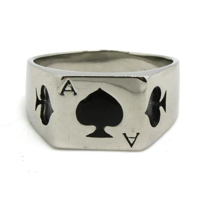 

liste&luke 1pc Factory Price Mens Boy Poker Spade A Ring 316L Stainless Steel Spade Heart Ring