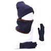 Winter Beanie Hat Scarf Gloves Three-piece Set Women Men Touch Screen Gloves Outdoor Warm Velvet Knitted Unisex Beanie Hats Sets ► Photo 2/6