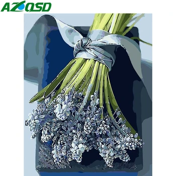 

AZQSD DIY Paint By Numbers Flowers Picture For Living Room Home Decor Coloring By Numbers Lavender Unframe Handpainted Gift