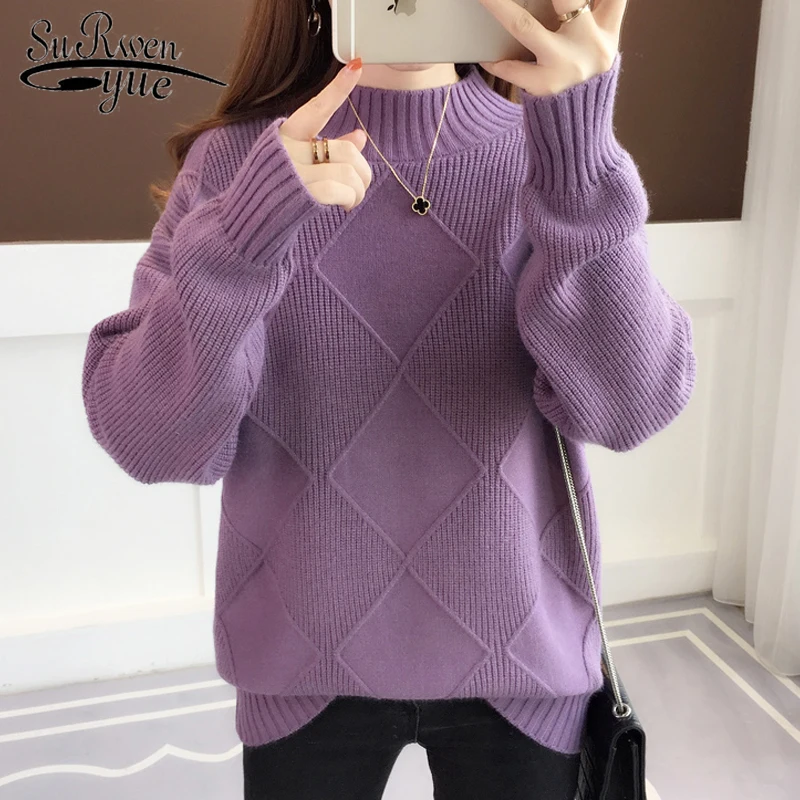

2019 New Autumn and Winter Half-High Neck Long Sleeve Women Sweater Solid Color Womens Tops and Blouses Women Clothing 5775 50
