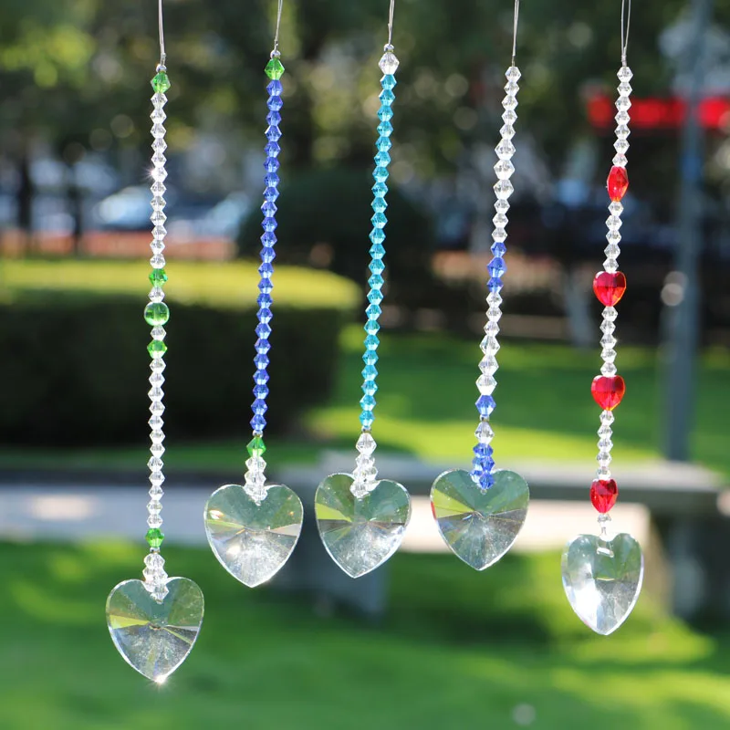 1pcs Hanging Crystal Faceted Love Heart Prisms Suncatcher Chandeliers Parts Prism Window Home
