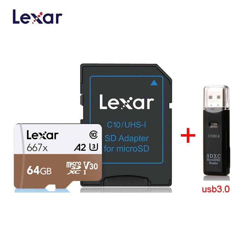 Lexar tf-карта 633x 667x Micro SD карта 64 Гб 128 ГБ 256 ГБ 512 Гб карта памяти Uhs 1 A1 C10 U1 V10 Дрон Gopro Dji Спортивная камера - Емкость: 667X 64GB-USB3.0