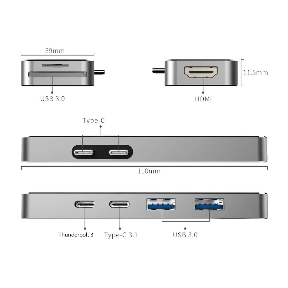 מפצל кабель с разъемом usb типа c для usb3.0 HDMI Micro-SD устройство для считывания с tf-карт адаптер док-станция для портативных ПК кабель с разъемом usb типа c usbハブ