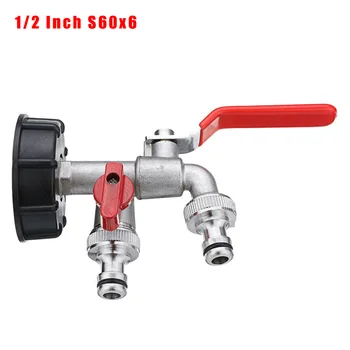 

1/2-Inch S60x6 IBC Tap Tank Adapter Brass Water Tank Adapter Double Head Tap Outlet Replacement Valve Fitting Parts For Home