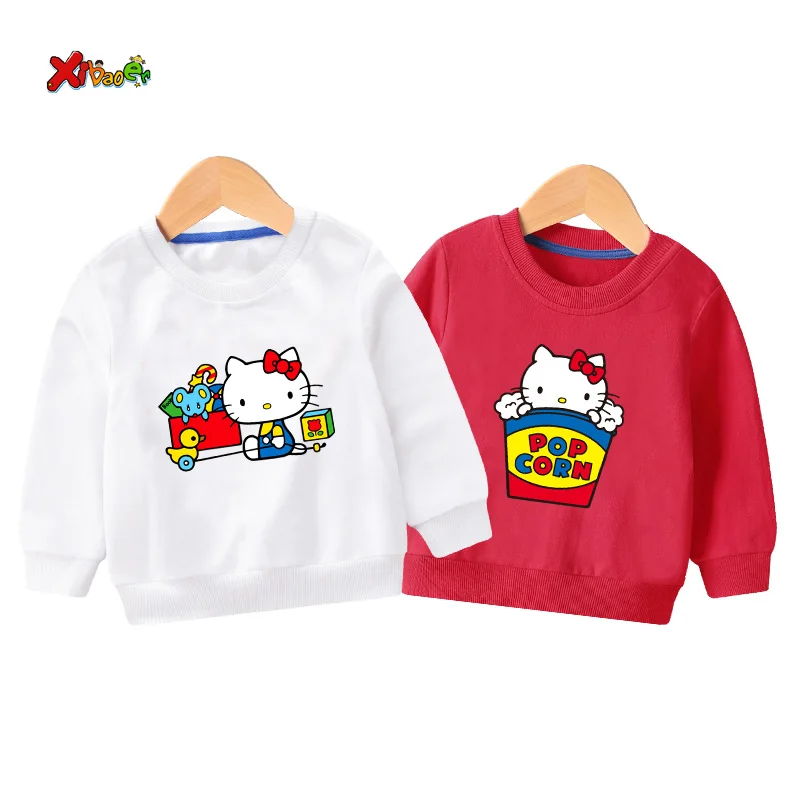 

kids hoodie girls sweatshirts hello kitty t shirt 2019 autumn baby Long-Sleeve Pullover Fashion cartoon toddler girl clothes