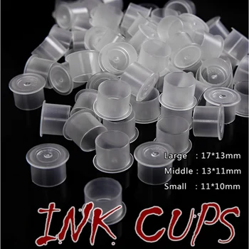 

1000pcs Plastic Tattoo Ink Cups Caps 17mm 14mm 11mm 20mm Clear self standing Ink Caps Tattoo Pigment Cups Supply for ink