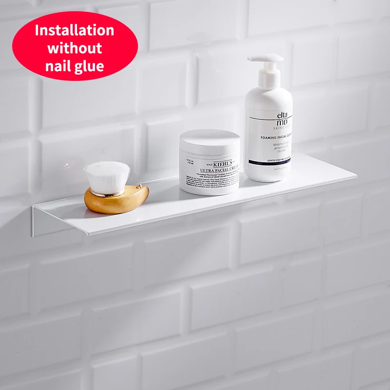 Nordic White Bathroom Shelf Wall Mount Space Aluminium Black Bathroom