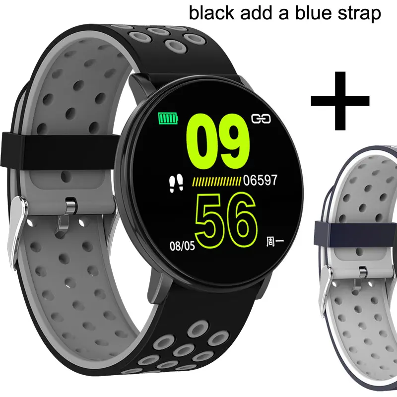 Add gray blue strap Смарт-часы для мужчин, измеритель артериального давления, мужские Смарт-часы, водонепроницаемые, Ip67, умная электроника, фитнес-трекер, лучшие Wo мужские умные часы - Цвет: Add gray blue strap